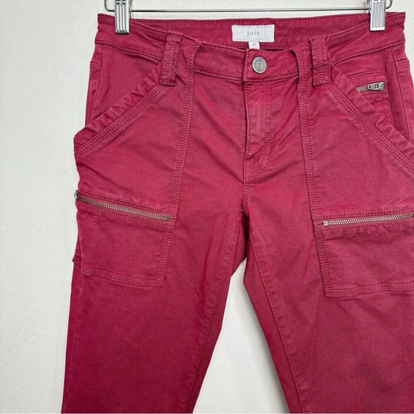 Joie Womens 27 Park Red Skinny Utility Cargo Crop Ankle Pants - Picture 6 of 15
